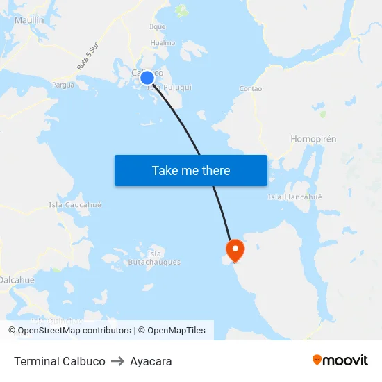 Terminal Calbuco to Ayacara map