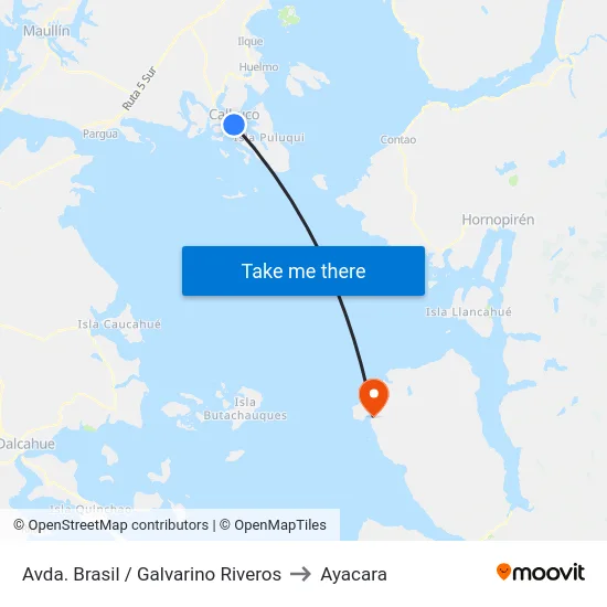 Avda. Brasil / Galvarino Riveros to Ayacara map