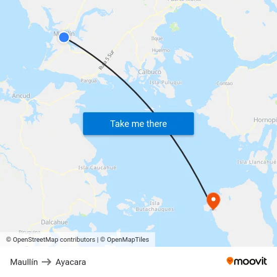 Maullín to Ayacara map