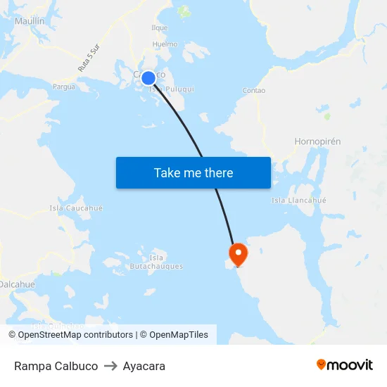 Rampa Calbuco to Ayacara map