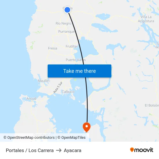 Portales / Los Carrera to Ayacara map