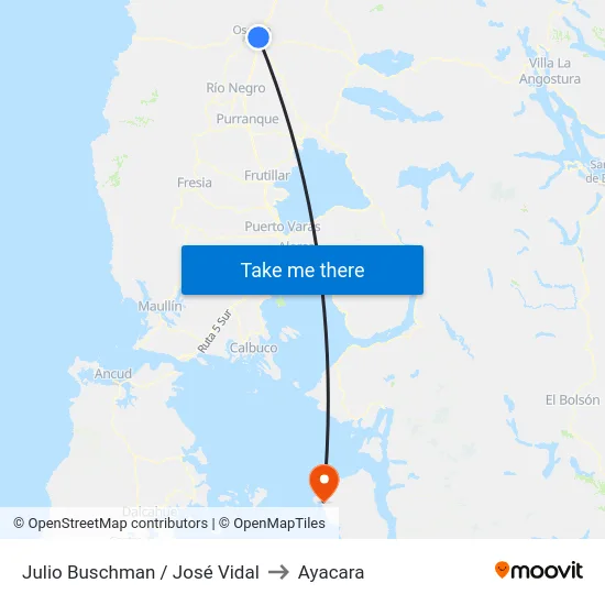 Julio Buschman / José Vidal to Ayacara map