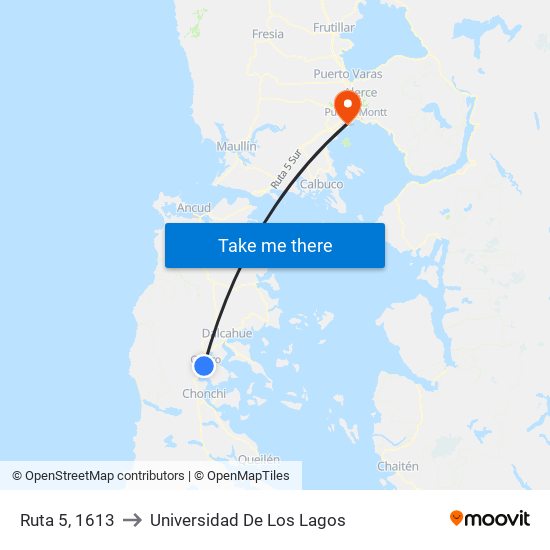 Ruta 5, 1613 to Universidad De Los Lagos map