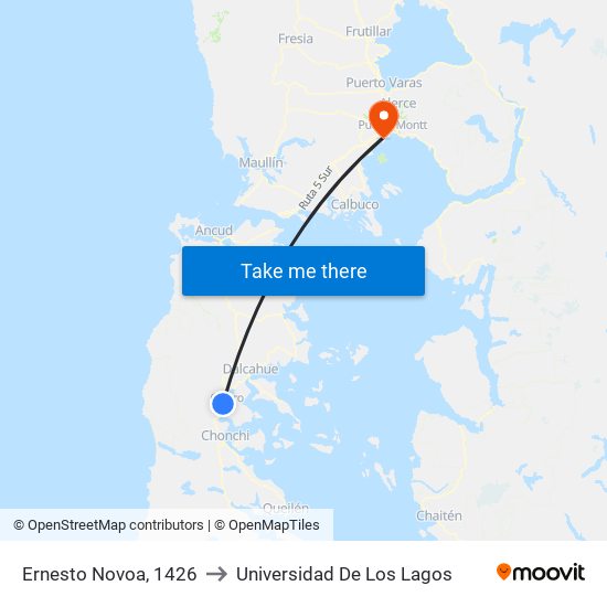 Ernesto Novoa, 1426 to Universidad De Los Lagos map