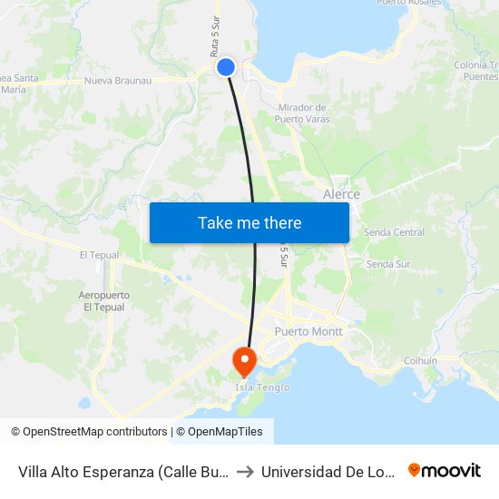 Villa Alto Esperanza (Calle Buena Vista) to Universidad De Los Lagos map