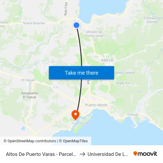 Altos De Puerto Varas - Parcelas Bellavista to Universidad De Los Lagos map