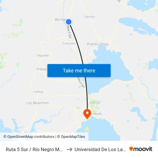 Ruta 5 Sur / Río Negro Medio to Universidad De Los Lagos map
