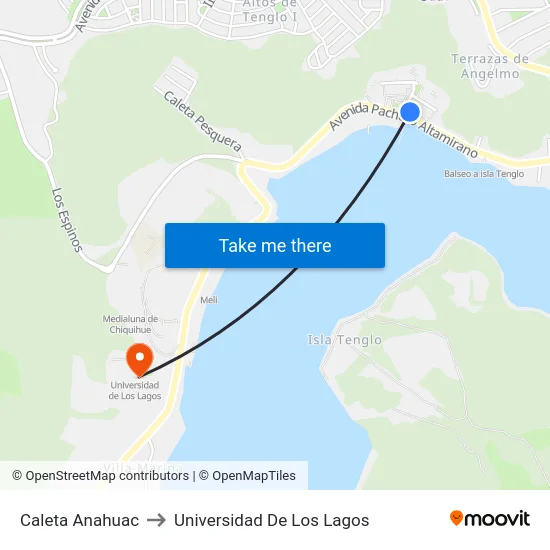 Caleta Anahuac to Universidad De Los Lagos map
