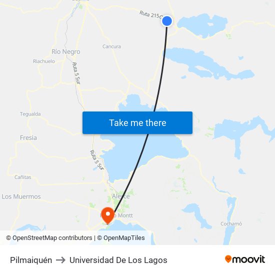 Pilmaiquén to Universidad De Los Lagos map