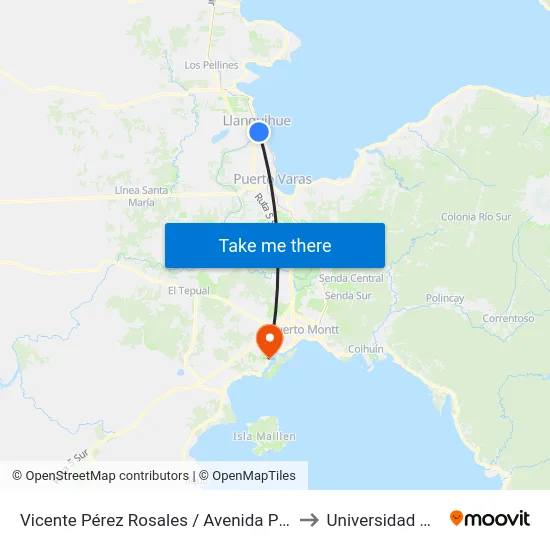 Vicente Pérez Rosales / Avenida Presidente Jorge Alessandri to Universidad De Los Lagos map