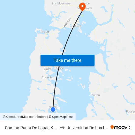 Camino Punta De Lapas Km. 1, 4 to Universidad De Los Lagos map