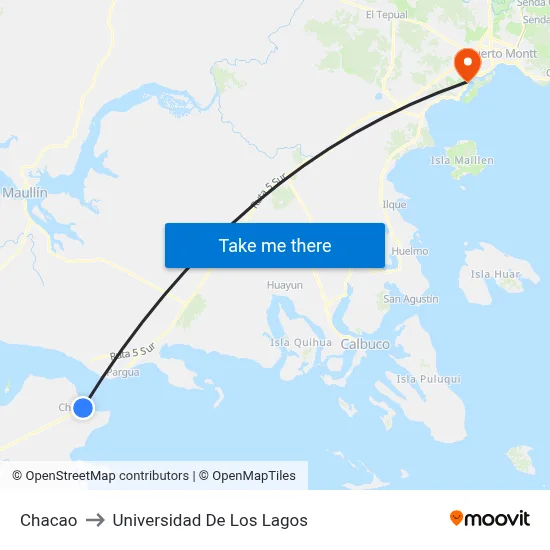Chacao to Universidad De Los Lagos map