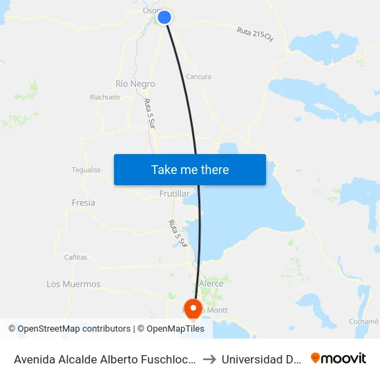 Avenida Alcalde Alberto Fuschlocher / Eleodoro Vásquez to Universidad De Los Lagos map