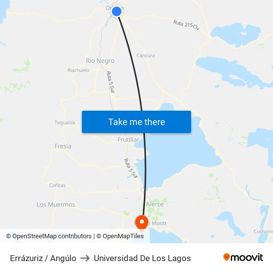 Errázuriz / Angúlo to Universidad De Los Lagos map
