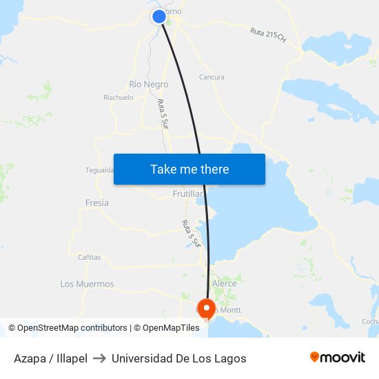 Azapa / Illapel to Universidad De Los Lagos map