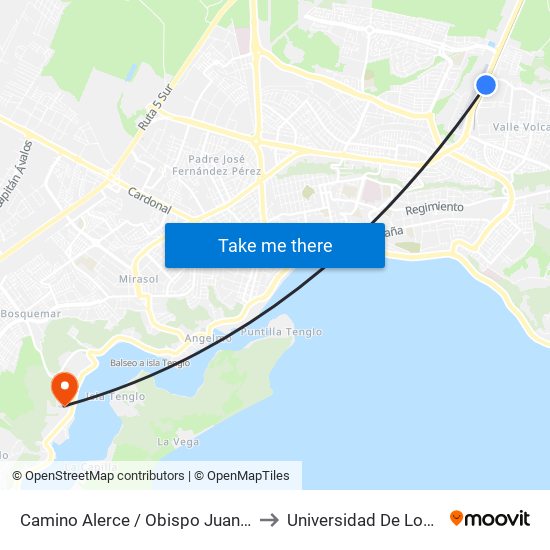 Camino Alerce / Obispo Juan Gonzalez to Universidad De Los Lagos map