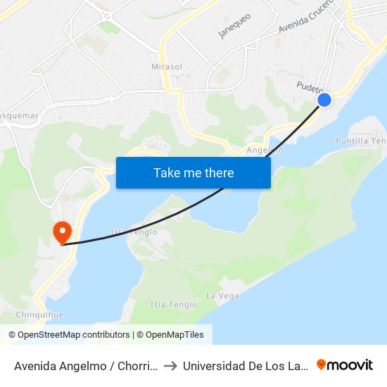 Avenida Angelmo / Chorrillos to Universidad De Los Lagos map