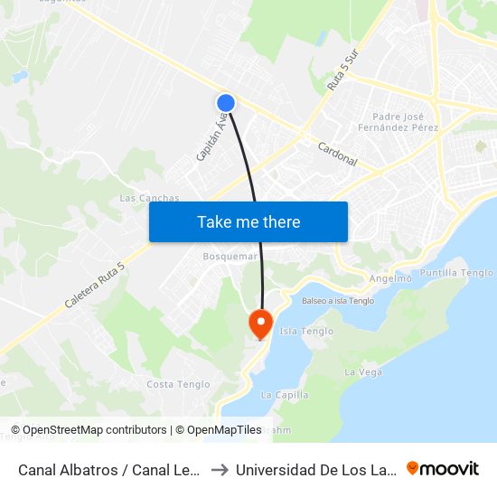 Canal Albatros / Canal Lemuy to Universidad De Los Lagos map