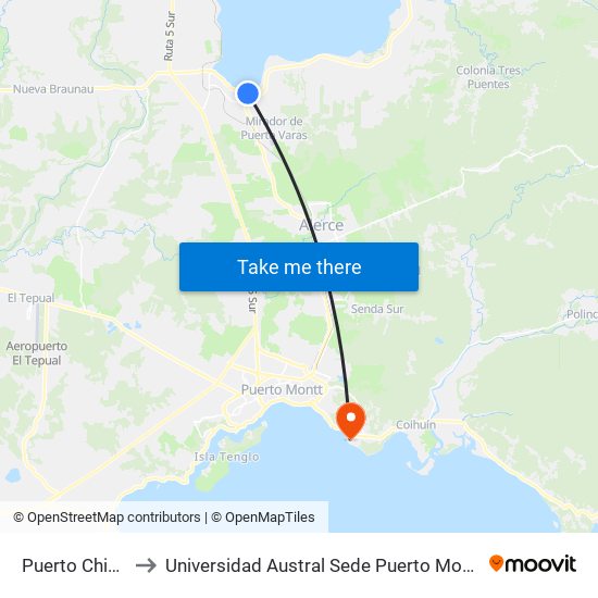 Puerto Chico to Universidad Austral Sede Puerto Montt map