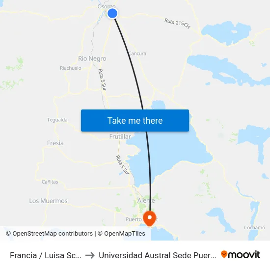 Francia / Luisa Schöner to Universidad Austral Sede Puerto Montt map