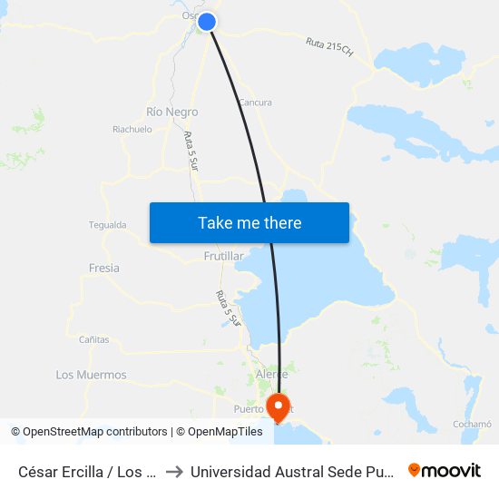 César Ercilla / Los Carrera to Universidad Austral Sede Puerto Montt map