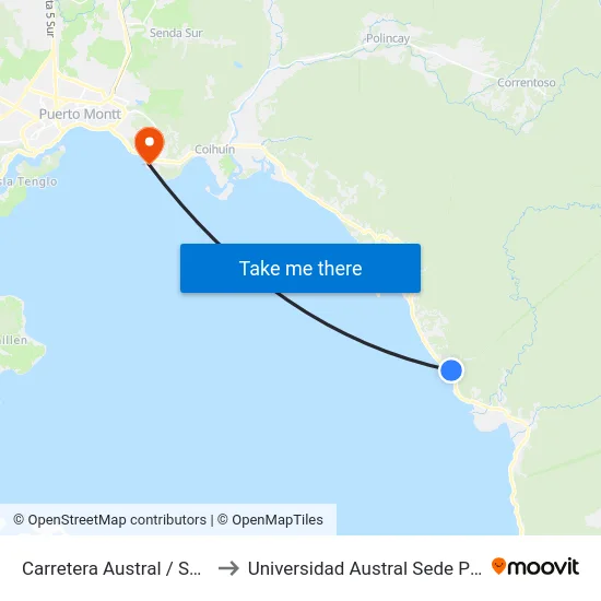 Carretera Austral / Salida Metri to Universidad Austral Sede Puerto Montt map