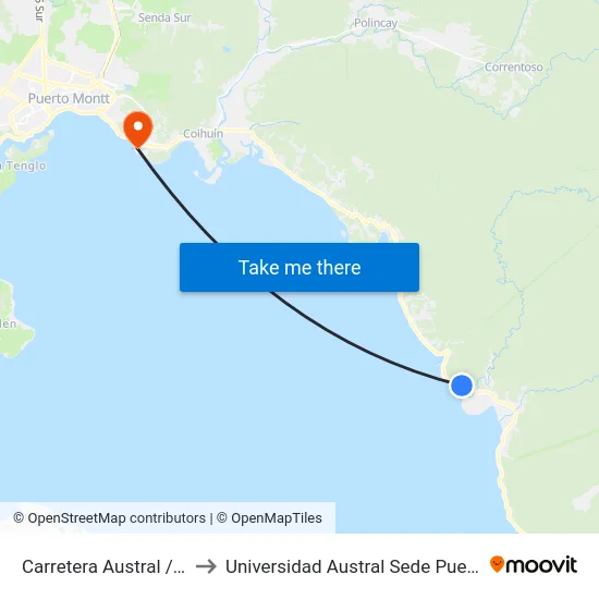 Carretera Austral / Lenca to Universidad Austral Sede Puerto Montt map