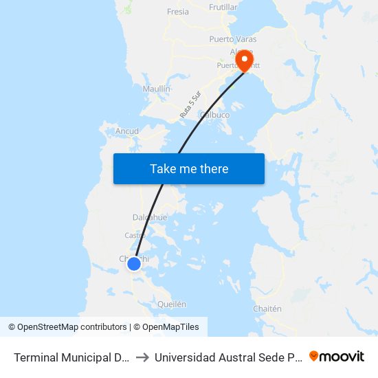 Terminal Municipal De Chonchi to Universidad Austral Sede Puerto Montt map