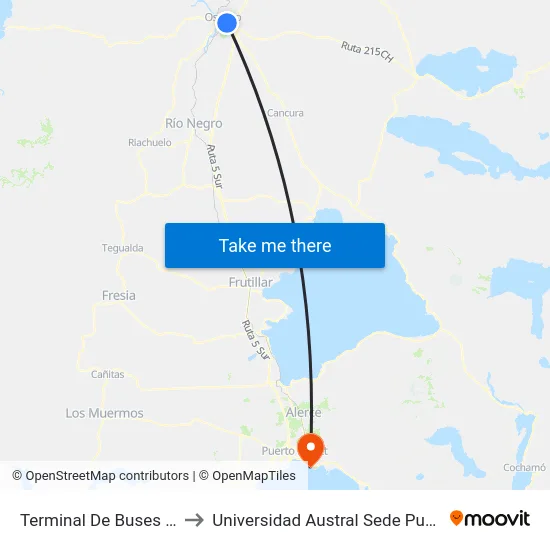 Terminal De Buses Osorno to Universidad Austral Sede Puerto Montt map