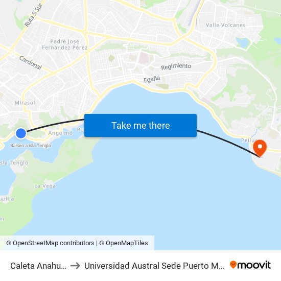 Caleta Anahuac to Universidad Austral Sede Puerto Montt map