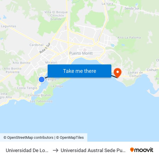 Universidad De Los Lagos to Universidad Austral Sede Puerto Montt map