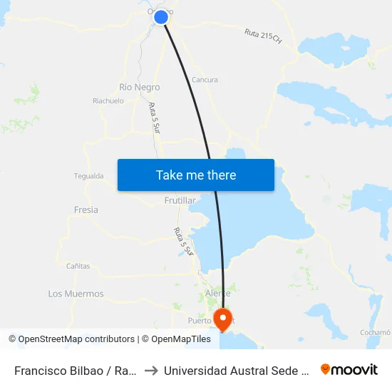 Francisco Bilbao / Ramón Freire to Universidad Austral Sede Puerto Montt map