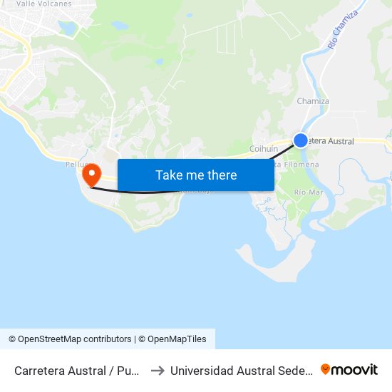 Carretera Austral / Puente Chamiza to Universidad Austral Sede Puerto Montt map