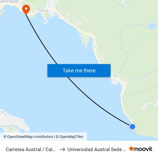 Carretea Austral / Caleta La Arena to Universidad Austral Sede Puerto Montt map