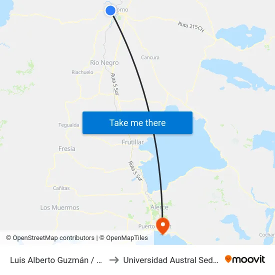Luis Alberto Guzmán / Nueva Imperial to Universidad Austral Sede Puerto Montt map