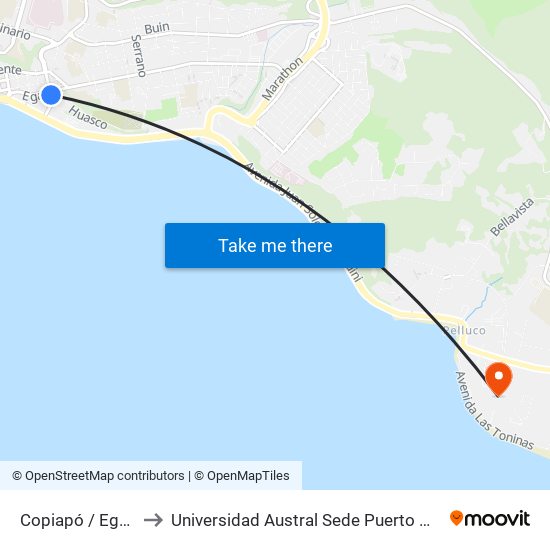 Copiapó / Egaña to Universidad Austral Sede Puerto Montt map