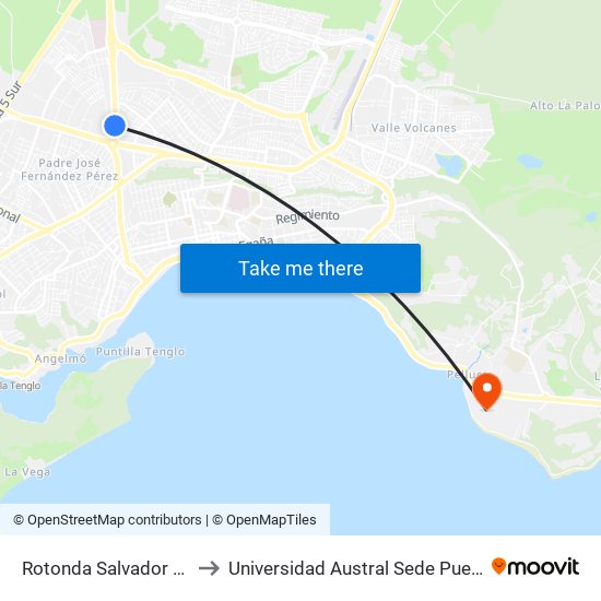 Rotonda Salvador Allende to Universidad Austral Sede Puerto Montt map