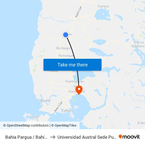 Bahía Pargua / Bahía Queule to Universidad Austral Sede Puerto Montt map