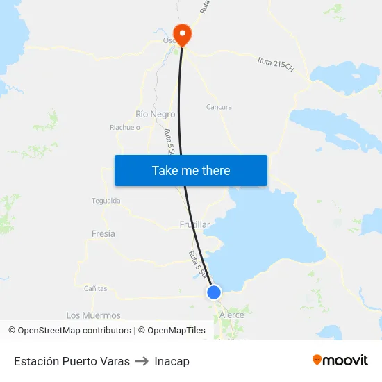 Estación Puerto Varas to Inacap map