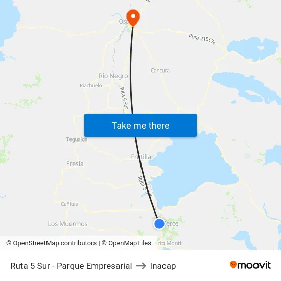 Ruta 5 Sur - Parque Empresarial to Inacap map