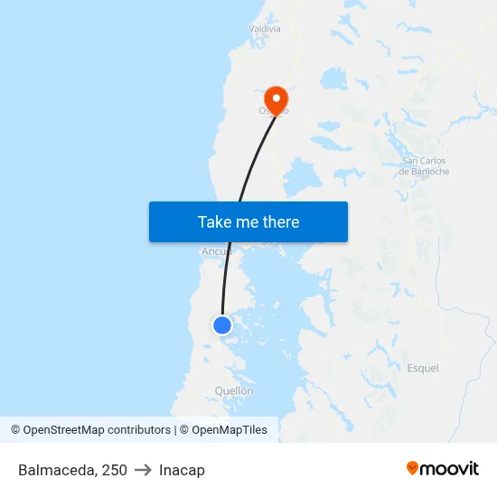 Balmaceda, 250 to Inacap map