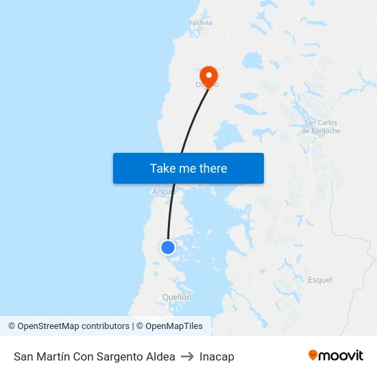 San Martín Con Sargento Aldea to Inacap map