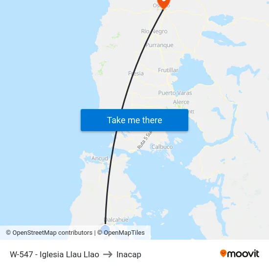 W-547 - Iglesia Llau Llao to Inacap map