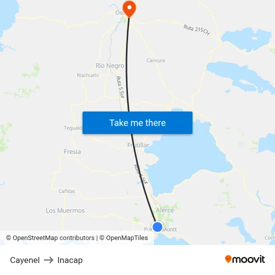 Cayenel to Inacap map