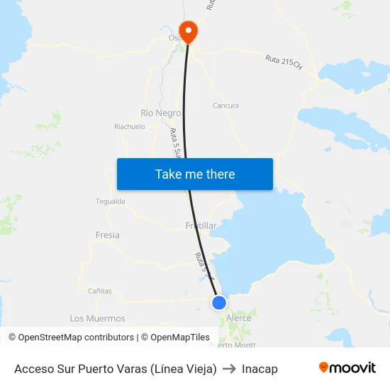Acceso Sur Puerto Varas (Línea Vieja) to Inacap map