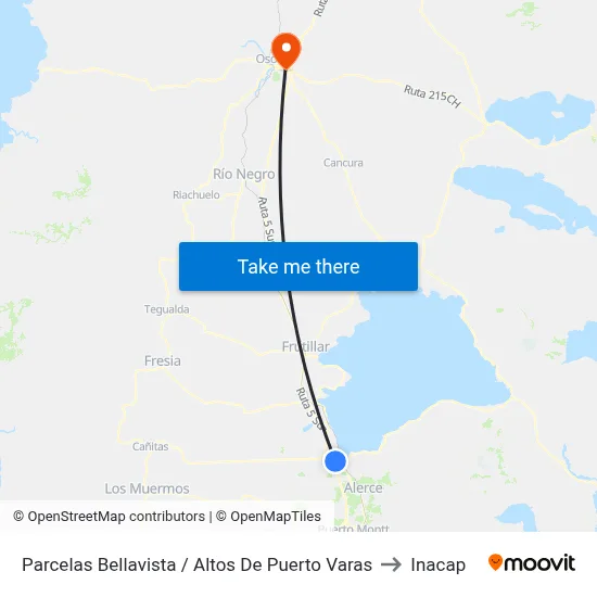 Parcelas Bellavista / Altos De Puerto Varas to Inacap map