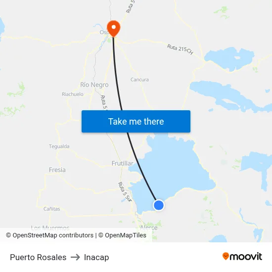 Puerto Rosales to Inacap map