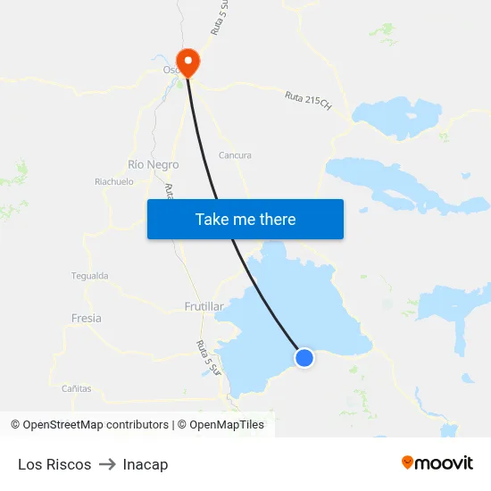 Los Riscos to Inacap map