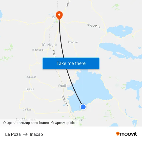La Poza to Inacap map