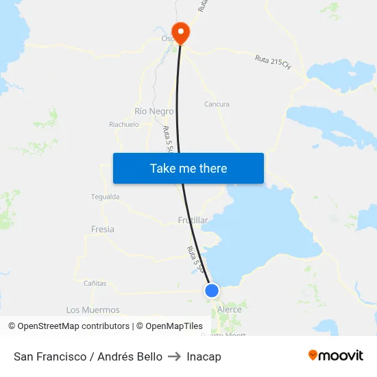 San Francisco / Andrés Bello to Inacap map